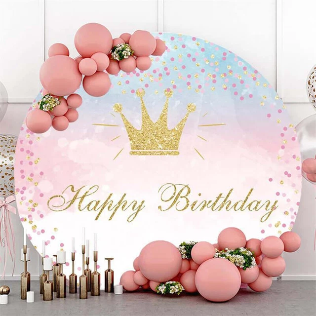 Circle Happy Birthday for 18th Gold Glitter Round Backdrops