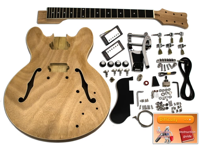 Kit Assemblaggio Chitarra Elettrica Rocktile Hollowbody TL-Style | Corpo Paulownia, Manico Acero