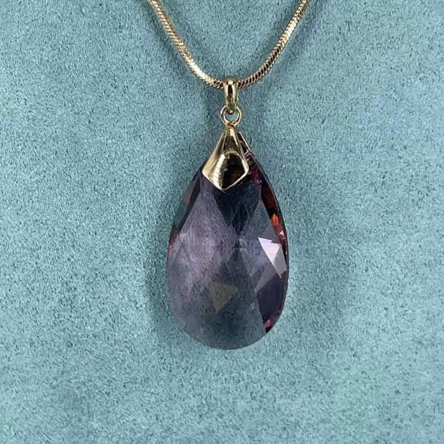 Aurora Necklace Rose Gold Tone Made With Swarovski Crystal Purple Pendant 19”
