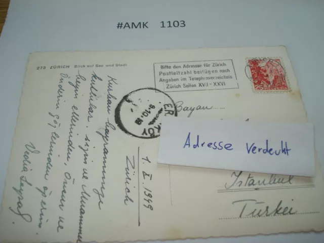 #AMK1103 Beleg Brief Postkarte Ganzstück Europa Schweiz Zürich Blick auf See und