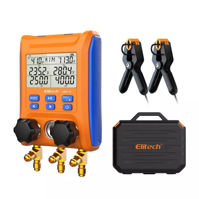 Refrigeration Digital Manifold Gauge Set Pressure Vacuum Leakage Tester, LMG-10