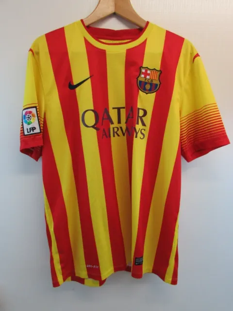 Barcelona Fc Shirt Nike 2013/14 Orange Striped Away Shirt L