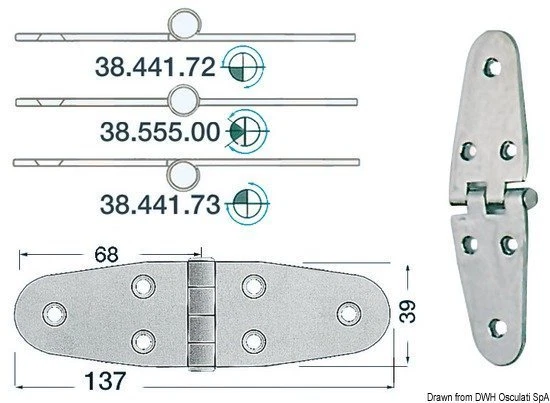 Charnière Inox Enver 137x39 MM Marque Osculati 38.441.73