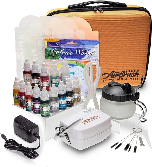 Kit de decoración de pasteles aerógrafo Watson & Webb aerógrafo más 14 colores, plantillas y