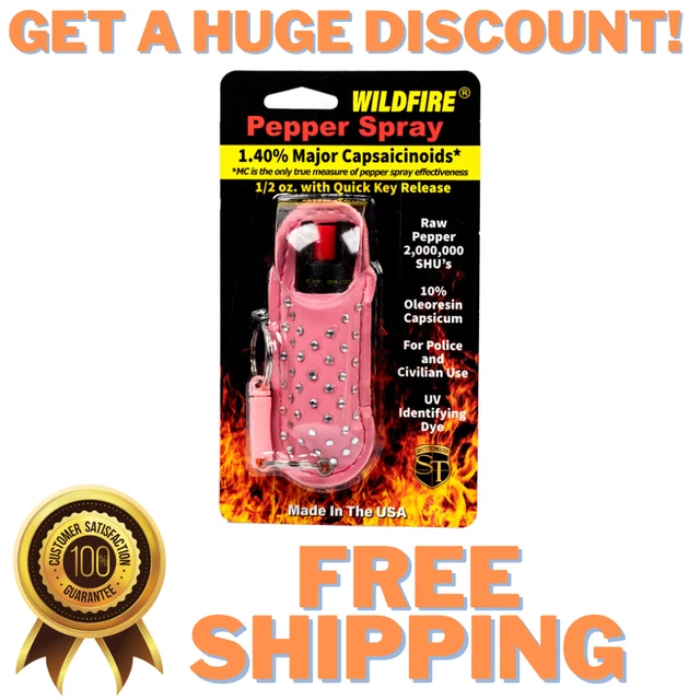 WildFire Pepper Spray Rhinestone 1/2oz Personal Self Defense Protection Pink