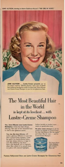 1950's Actress June Allyson "The Girl In White" Movie Magazine Lustre Creme Ad