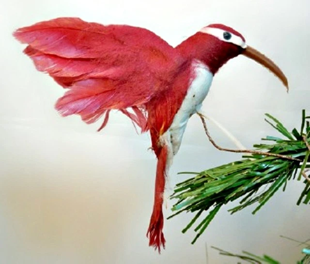 Exhibición floral artesanal en miniatura de colibrí de colección 05