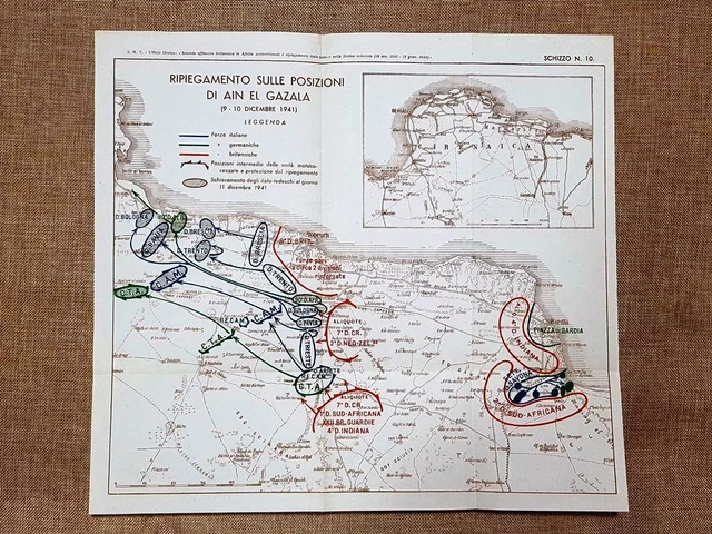 CARTA O MAPPA Posizioni di Ain El Gazala 910 dicembre 1941 WW2 Guerra