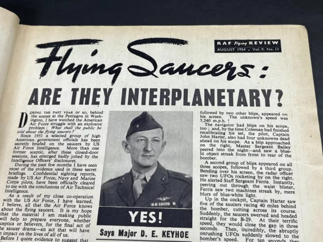 Flying Review UFO Flying Saucers Interplanetary Major Don Keyhoe Magazine 1954