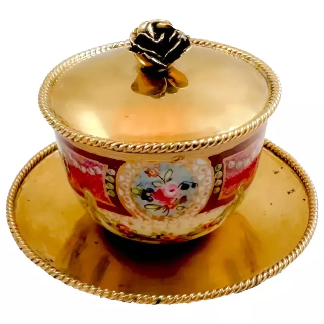 18th century floral Rococo Meissen Marcolini sucrier sugar bowl gilt silver lid