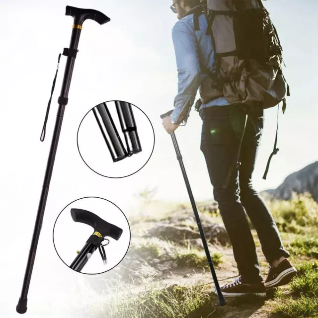 Lightweight Easy Folding Aluminium Walking Stick Cane, Adjustable Height D8F4