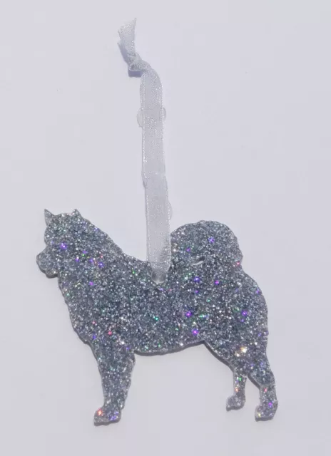 Alaskan Malamute Dog Style A Glitter Christmas Decoration - 11 colour choices.