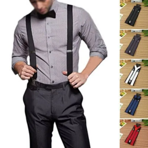 Unisex Adjustable Braces Suspender Slim Trouser Y Clip On Fancy Dress Mens