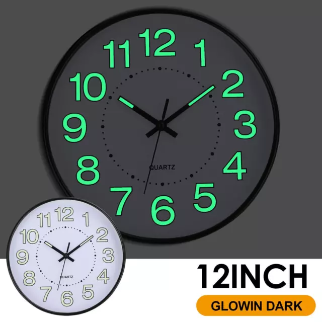 30CM Large Luminous Wall Clocks Glow In The Dark Silent Home Digital Clock Decor