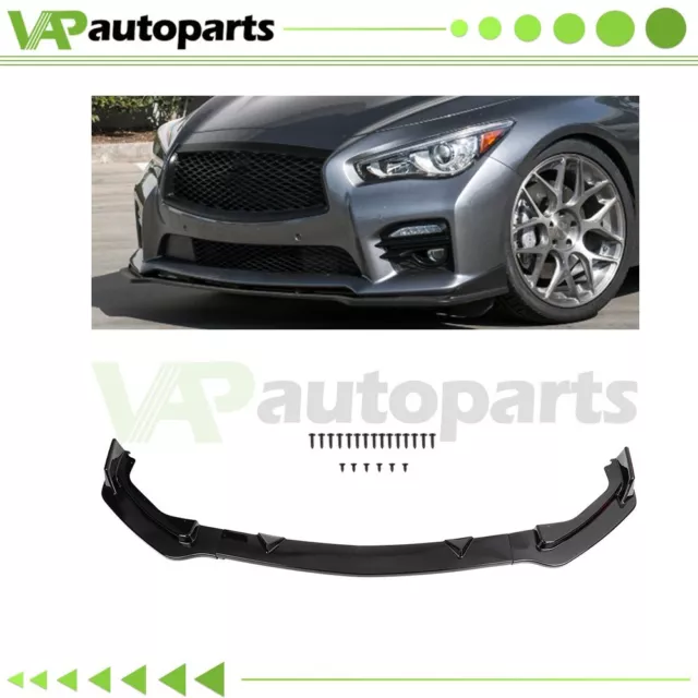 For 2014-2017 Infiniti Q50 Base Gloss Black Painted Front Bumper Lip Spoiler