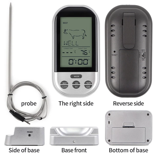 Termómetro Digital Inalámbrico Para Carne - Pack De 4, Bluetooth 150m, App Control, Doble Sensor, IP67 Resistente Al Agua, Ideal Para BBQ Y Horno