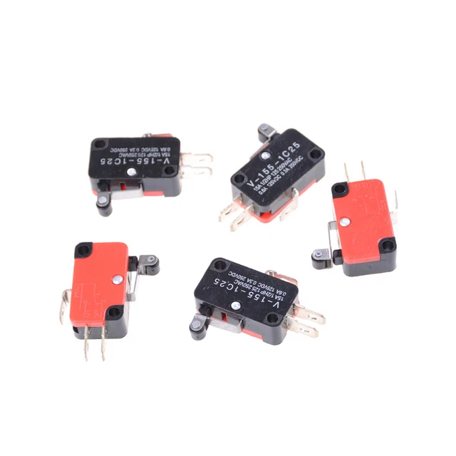 Endschalter 5 Stück 15A 250VAC V-15 Drucktaster SPDT 1NO 1NC Mikroschalter ElectronicSwitch (Color : V-156-1c25