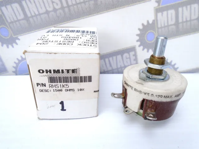 OHMITE - RHS1K5 - RHEOSTAT - 25W - 1.5K Ω - .129A - 500V Std - 300° (NEW in BOX)