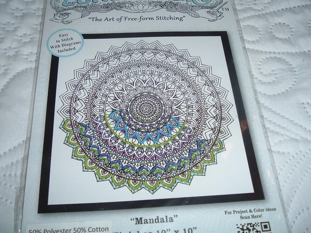 De Colección Mandala Diseño Zen Estampado Bordado Forma Libre Costura 10x10 Nuevo en Paquete #lk7
