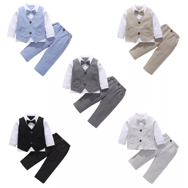 Abito cravatta fiocco festa maniche lunghe Agoky bambino bambino set pantaloni lunghi