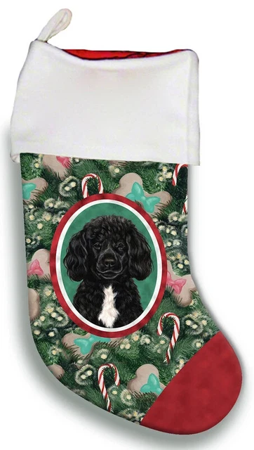 Christmas Stocking - Black and White Portuguese Water Dog 11912