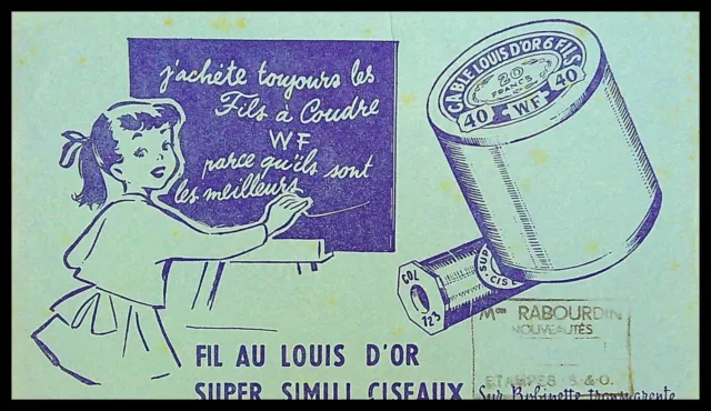 Buvard Publicitaire, Fils à Coudre - W.F. - Fil au louis d'or