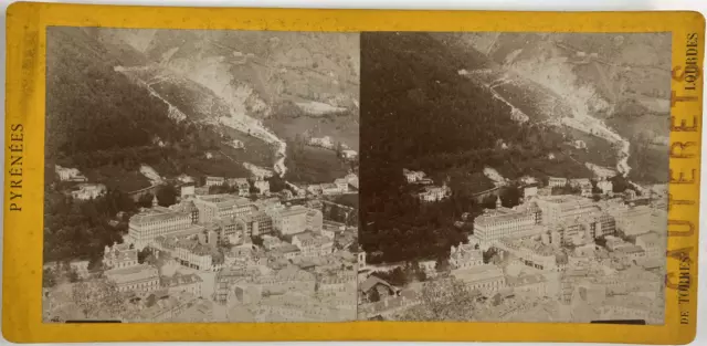 France, Pyrénées, Cauterets, vue générale, Vintage albumen print, ca.1870, Stéré