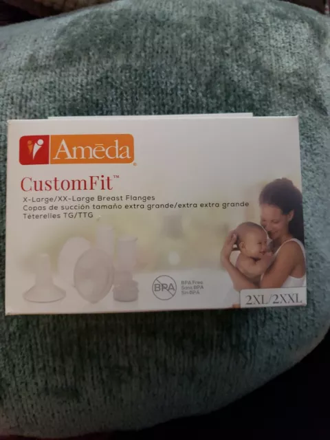 Lot Of 2 Ameda Custom Fit Breast Flange 2 X-Large/2 XX-Large 1 Box!! New In Box.