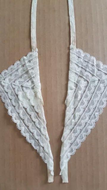 Antique French White 5 Layers Of Overlapping Handmade Lace Collar