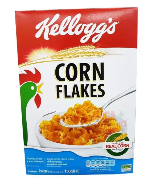 Kelloggs Corn Flakes Breakfast Cereal Corn Toasted Golden Flake of Corn 150g.