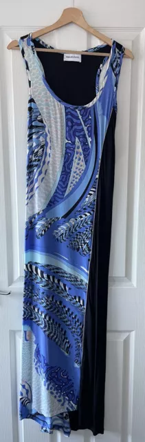 Emiilio Pucci Black Blue Panel Silk Blend Maxi Dress Uk 8 Eu 36 Us 6