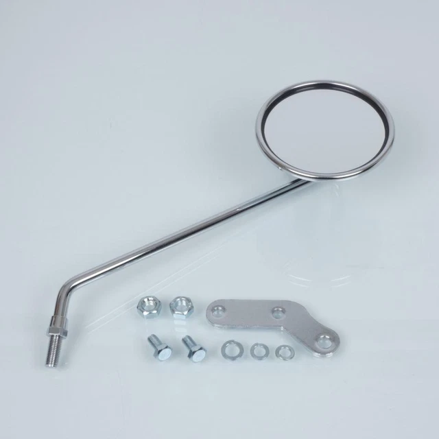 Rétroviseur droit rond chromé vintage RMS pour scooter moto M10 Pas 1.25 Neuf