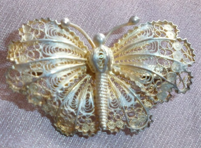 Broche Papillon En Argent 925 ‰ – Filigrane, 5 Grammes, Occasion