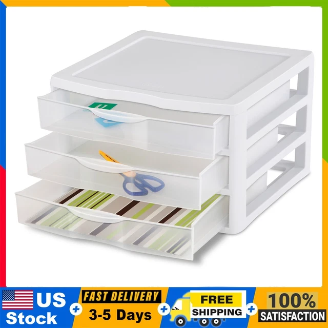 STERILITE WIDE 3 Drawer Unit Plastic, White 16.69 PicClick