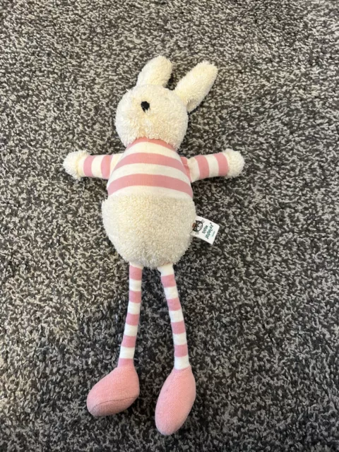 Little Jellycat Bredita Bunny Pink and White Striped Rabbit Rattle Toy 14in
