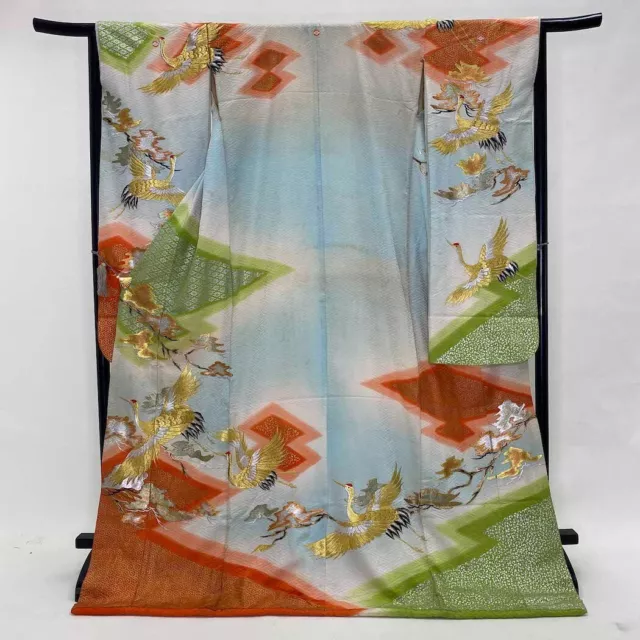 Furisode Color Uchikake  VINTAGE Japanese Kimono Silk red classic 1508