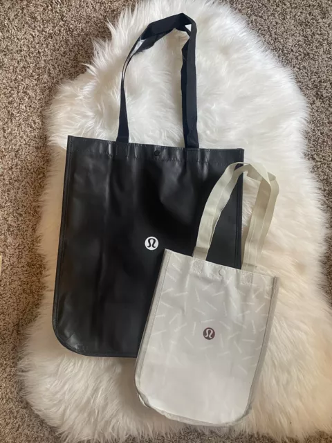 Lululemon Reusable Shopping Tote Bag Large Black Small Gray Lot 2 New