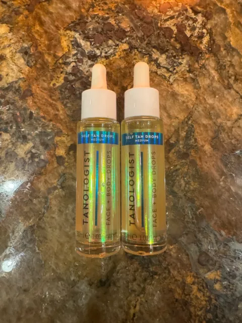 Lot of 2! Tanologist Self Tan Drops Face + Body - Medium - 1.01oz