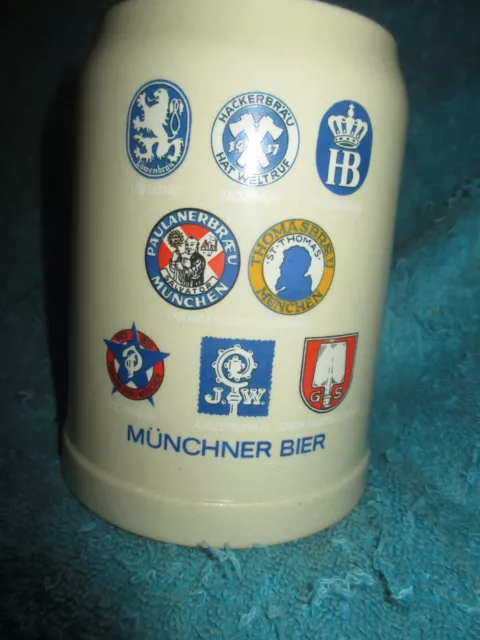Vintage West German Beer Mug Stein Stone Ware 0.5 L GERZ Munchner Bier