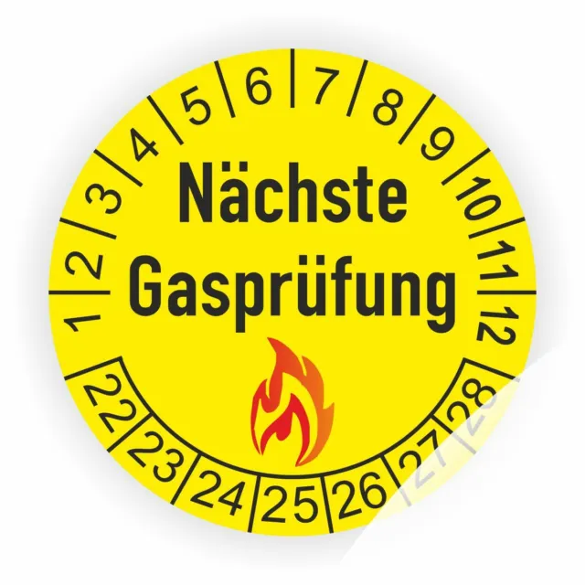 Prüfplaketten Gasprüfung  Ø:20-30mm Staffelpreise Wartung Plaketten Etiketten