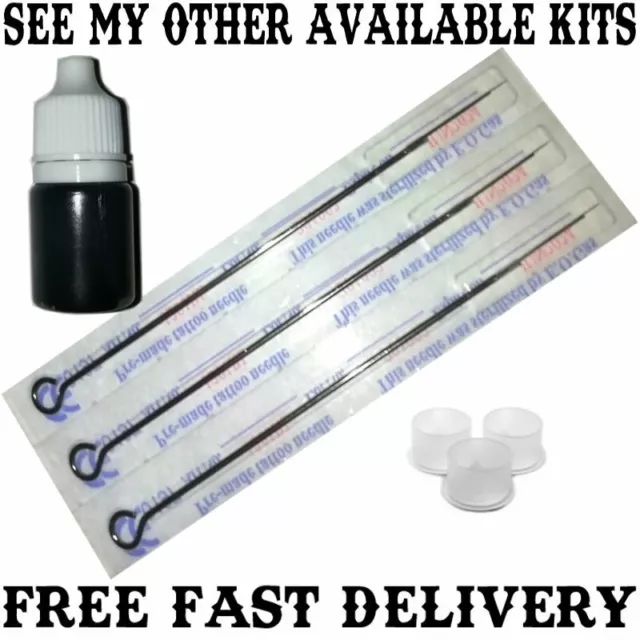 Stick Hand Poke Tattoo Kit Needles Black Ink No Machine Diy Prison Style