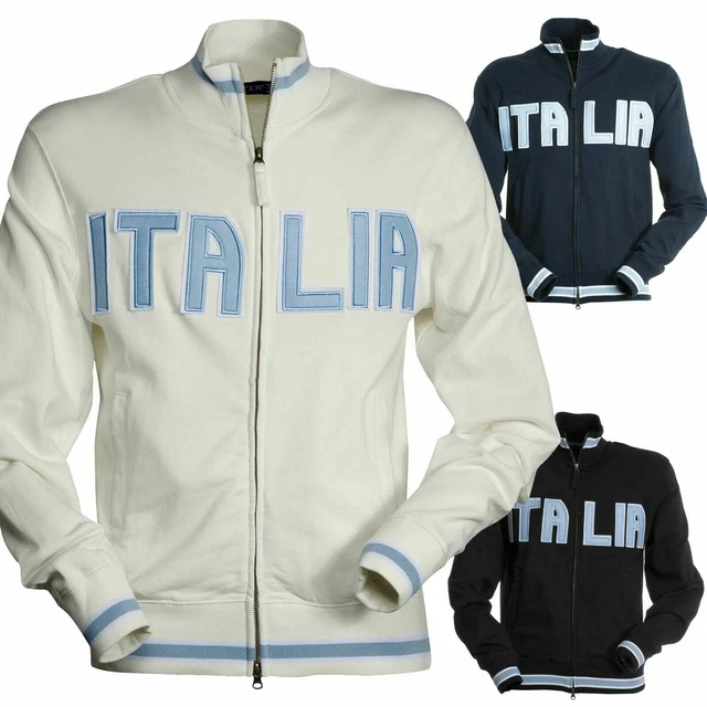 Payper SPORT Felpa Scritta ITALIA Uomo a Zip Intera Manica Lunga Estiva Cotone