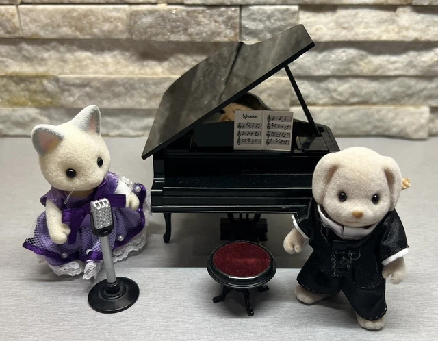 SYLVANIAN FAMILIES BALLROOM Grand Piano Set 2 Figures VGC 18.00 PicClick UK