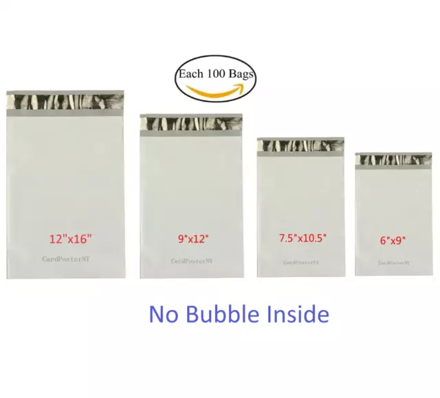 Each 100 6x9 7.5x10.5 9x12 12x16 Poly Mailers Shipping Envelopes Sealing Bags