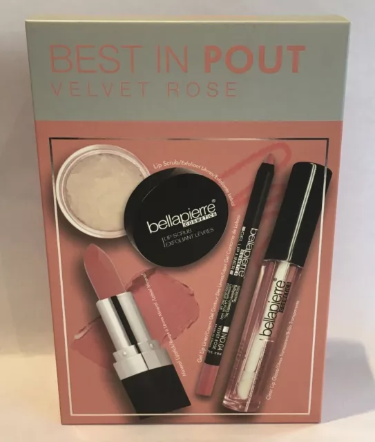 BellaPierre Best in Pout Samt Rose Lippenpeeling Lippenstift Glanz Gel Lippenfutter Neu
