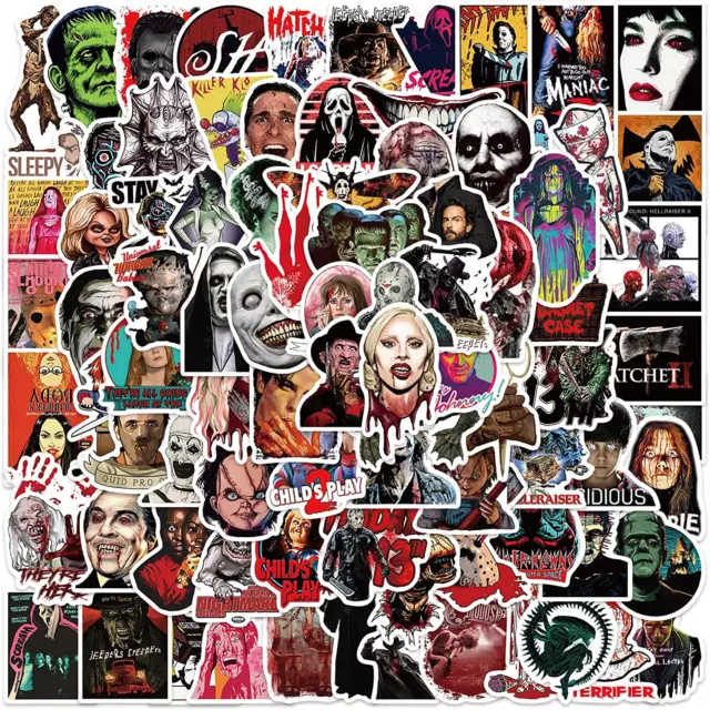 100Pcs Horror Movie Stickers Halloween Waterproof Sticker Decals Water Bottle Sk 2