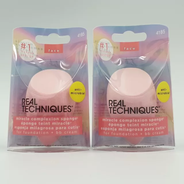 2 Stück Real Techniques Miracle Complexion Make Up Sponge Schwamm Antimicrobial