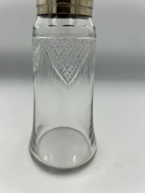 Vintage Cut Glass Sugar Shaker With EPNS Silver Plated Top Art Deco 3