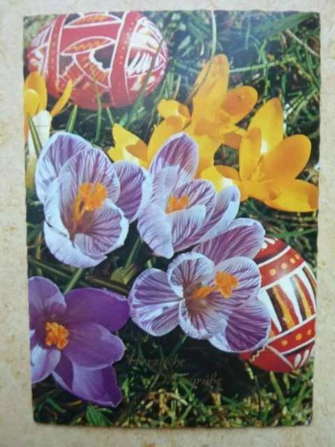 Ansichtskarte Postkarte AK Herzliche Ostergrüße Blumen Osterei