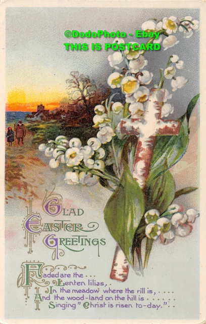 R431569 Glad Easter Greetings. Mayflower and cross. Wildt and Kray. Series 2764
